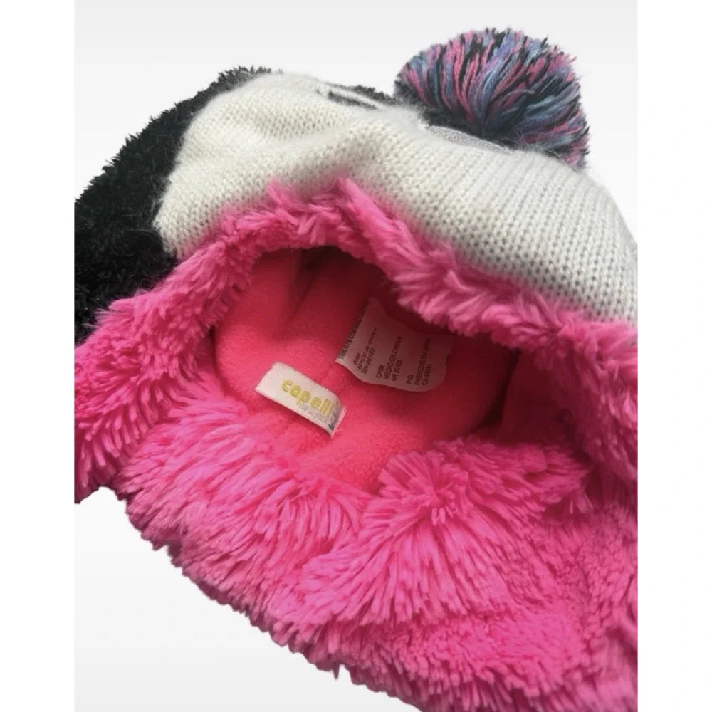 Capelli Kids Pom Pom Penguin Pink Winter Hat Girls Size S/M